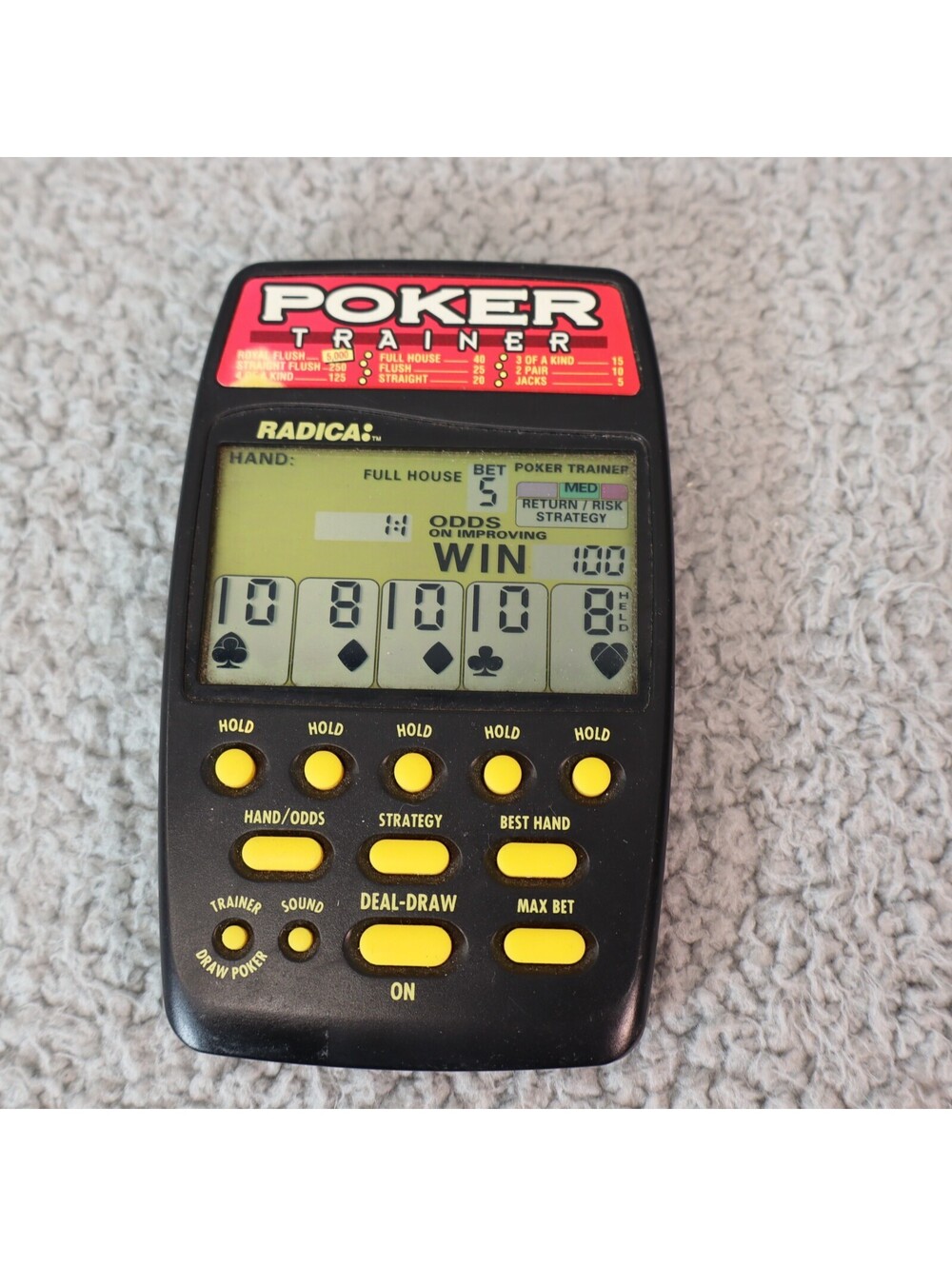1999 Radica Poker Trainer 2316 Electronic Handheld LCD Game Works Clean
